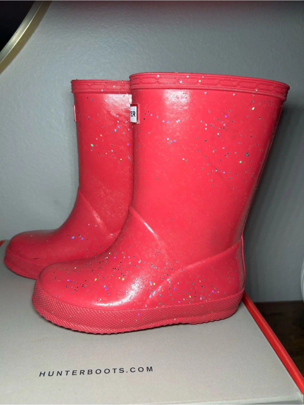 Hunter Kids pink Glitter Rain Boots